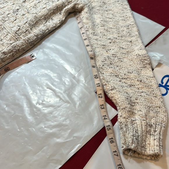 Method cowl button turtle neck Sweater mens M speckled beige tan chunky knit - Picture 10 of 16